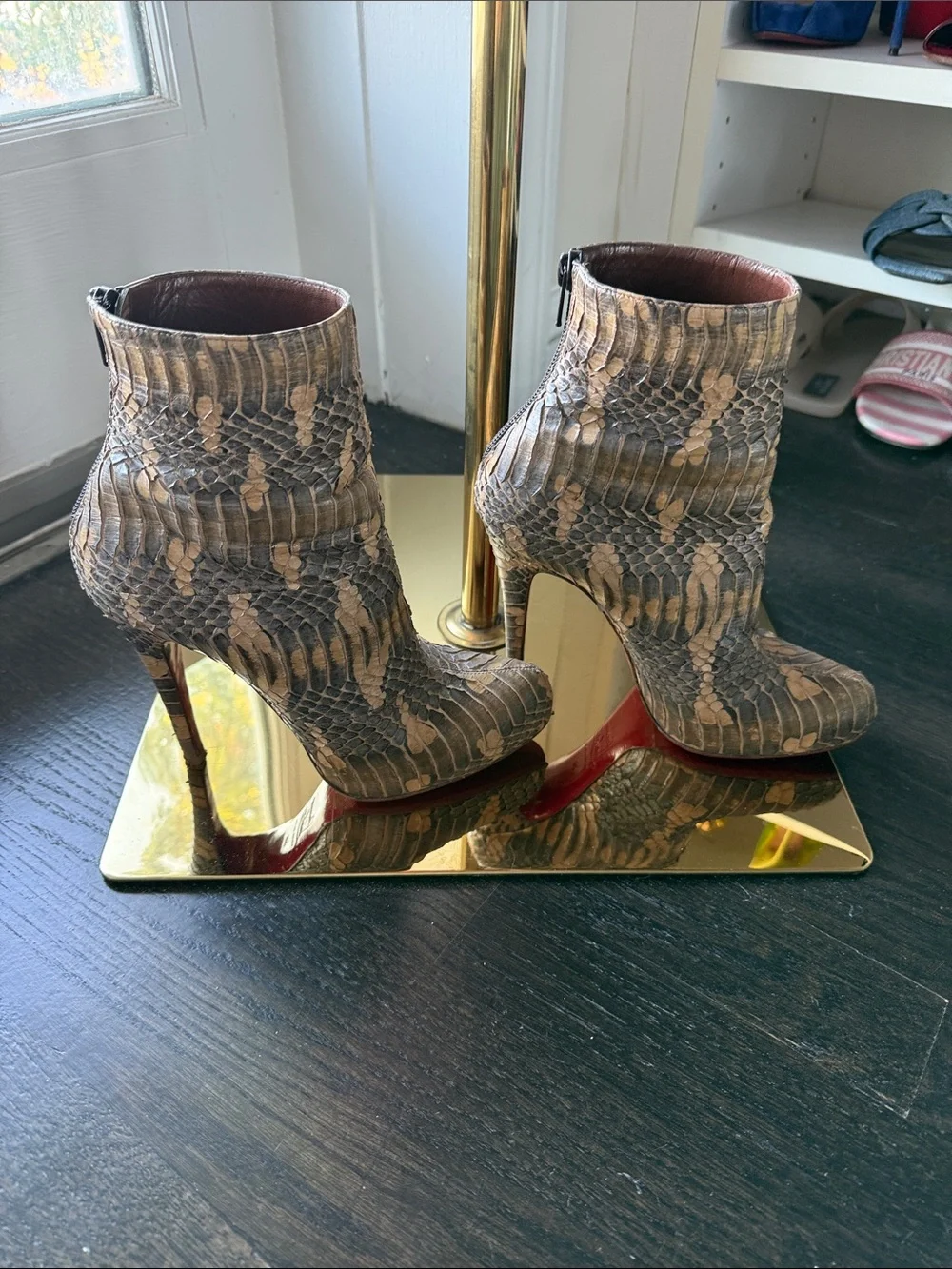 Christian Louboutin python skin bootie